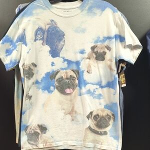 Gildan Kids' Blue and White Pug T-Shirt
